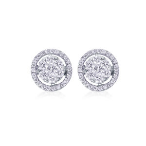 Rosette Earrings with Brilliant Mirage Border