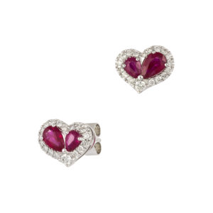 Heart Shape Ruby Earrings