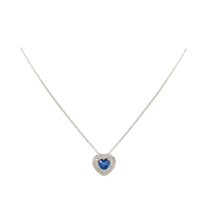 Blue Sapphire and Diamond Necklace in 18k White Gold