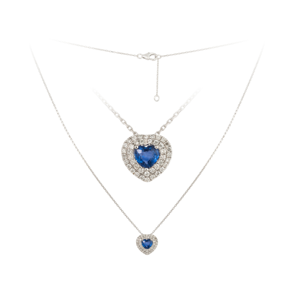 Collar de diamantes y zafiro azul
