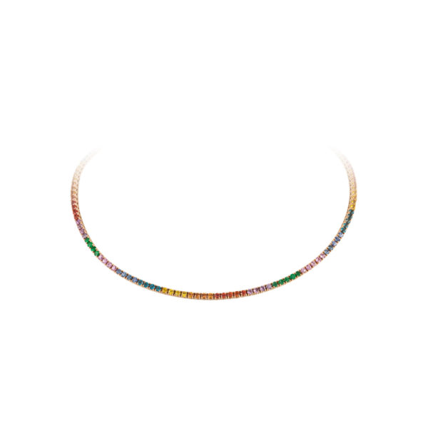 multicolor sapphire necklace in 18k Rose Gold