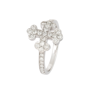 Diamond Cross Ring in 18k White Gold