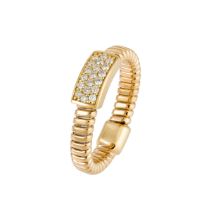 Anillo Tubogas rectangular con pavé de diamantes