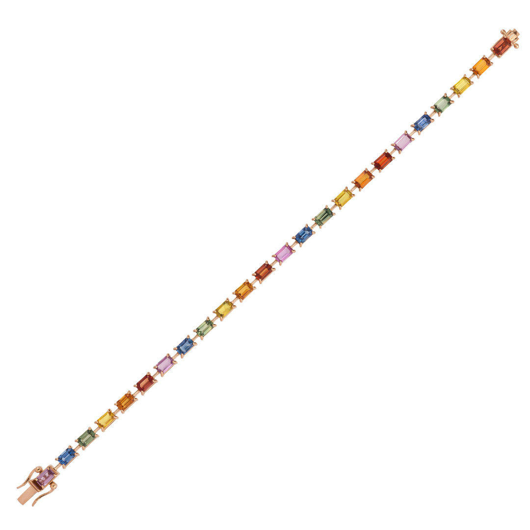 Pulsera tenis de zafiros multicolores