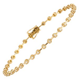 PULSERA DE ORO AMARILLO DE 18 QUILATES CON DIAMANTES NATURALES BLANCOS