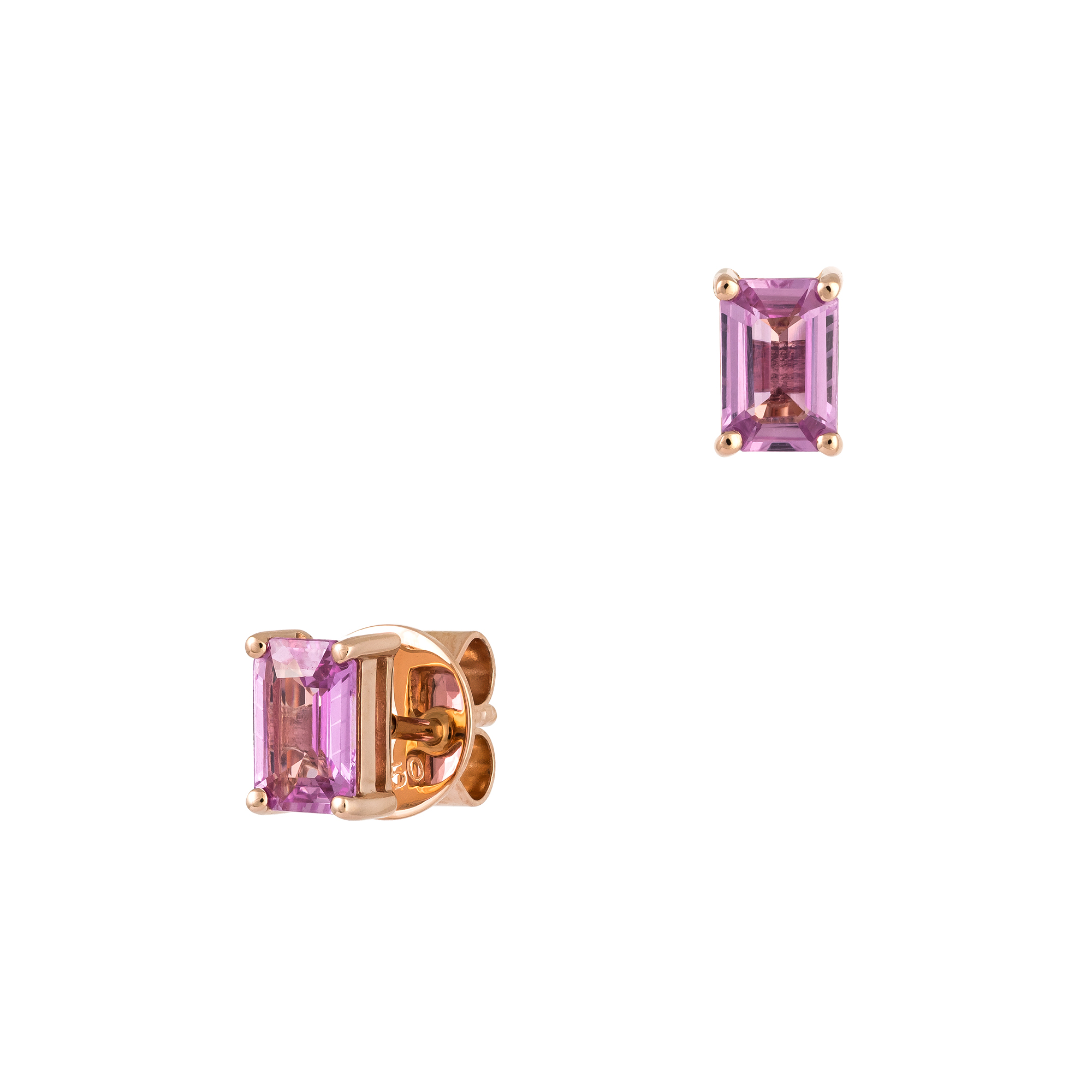 Pendientes de zafiro rosa en oro rosado de 18K
