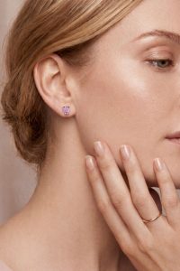 Pendientes de zafiro rosa en oro rosado de 18K