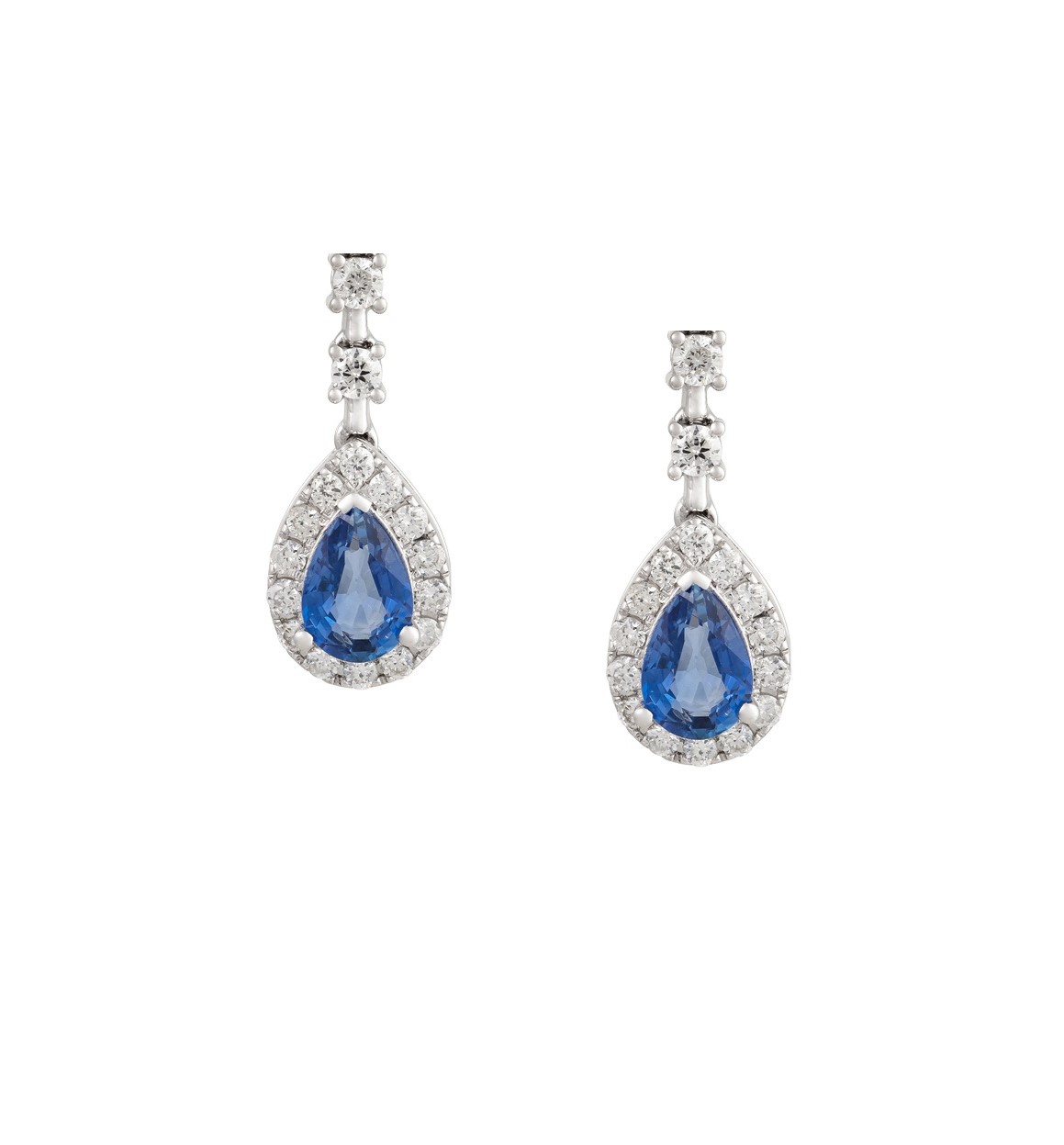 Pendientes en Oro 18k, Zafiro y Diamantes