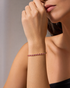 Pulsera Tenis de Oro Rosa 18k con Rubíes y Diamantes