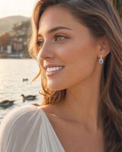 Pendientes en Oro 18k, Zafiro y Diamantes